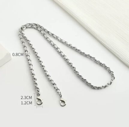 White Leather + Silver Bag Chain